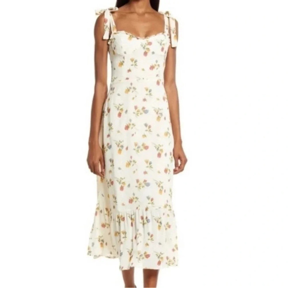 REFORMATION Nikita Floral Dress in Noemi Ivory B321 - Picture 2 of 6